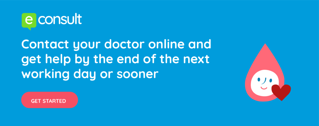 contact your gp online banner linked to the econsult service